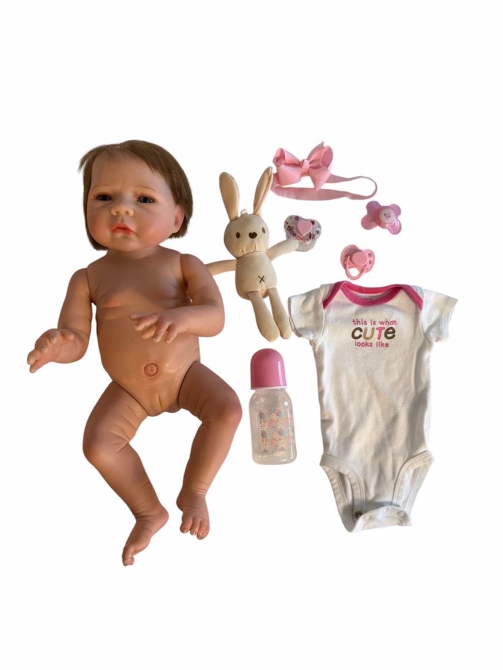 18” Anatomically Correct Silicone Sweet Girl Baby Doll with Magnetic Pacifiers - Picture 15 of 15